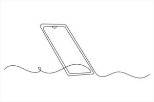 One line mobile device outline illustration vector