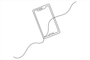 One line sketch of a smartphone device vector