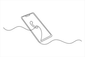 Minimal line drawing of a smartphone vector
