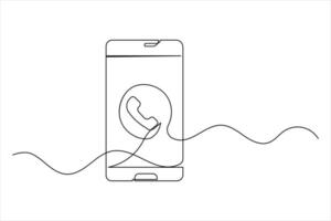 Smartphone symbol in continuous line art vector