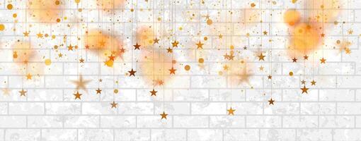 Glowing golden stars and shiny particles abstract background vector