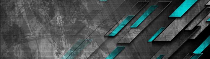 Dark grey and blue grunge tech geometric abstract background vector
