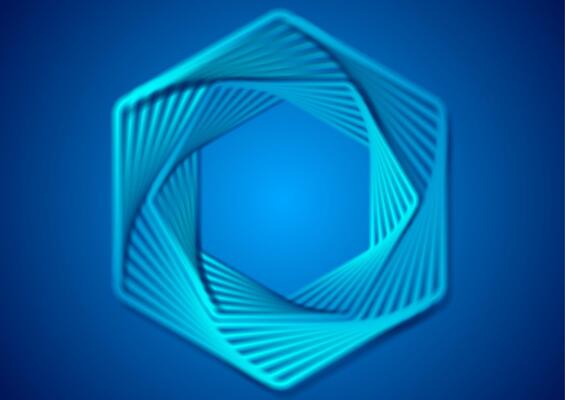 Bright blue geometric smooth hexagons abstract tech background