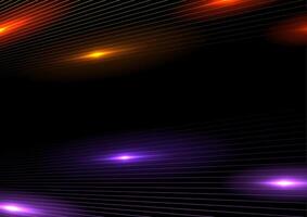 Glowing orange and violet minimal lines abstract futuristic tech background vector