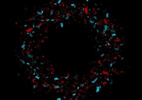 Shiny red and blue foil confetti abstract circle background vector