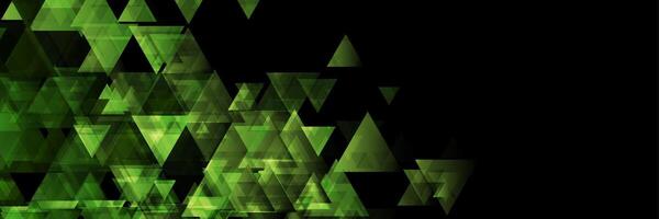 Green black glossy triangles abstract technology background vector