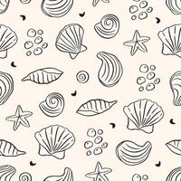 Hand drawn whimsical seashell pattern vector