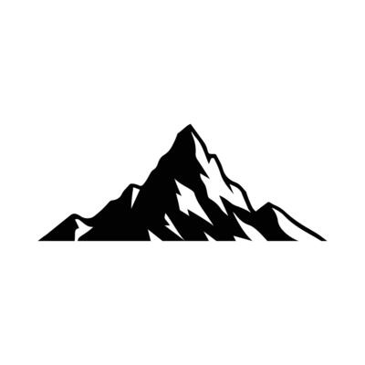 Mountain silhouette symbol isolated on white background