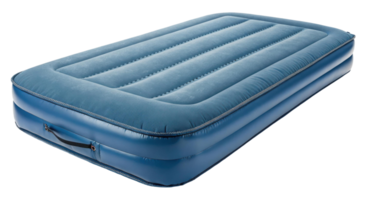 A blue inflatable mattress on a transparent background is ready for camping or an overnight guest png