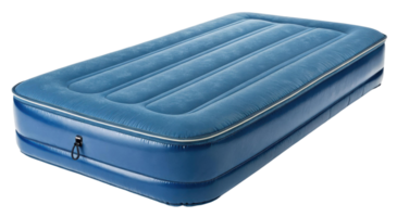 blue inflatable mattress on a transparent background for camping or guest bed needs and travel comfort png