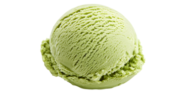 Green ice cream scoop with creamy texture on transparent background for dessert concepts png