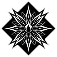 A black and white logo of a flower with a star vector