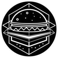 A black and white logo of a hamburger vector