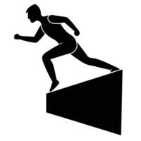 A silhouette of a man running on a ramp vector