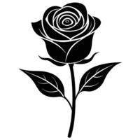 minimalist silhouette of a single rose with curve vector