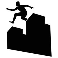 Silhouette of a man jumping over a building vector