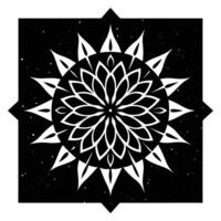 A black and white image of a flower in a star pattern vector