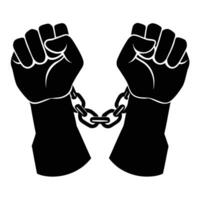 Hands chained to a chain illustration vector
