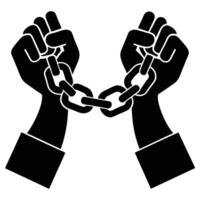 Hands holding chains icon on white background vector