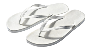 A pair of white flip flops on a solid background perfect for summer vacations and beach getaways png