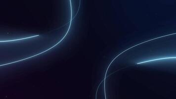 Abstract blue tone pattern lines curve smooth flowing neon pattern style technology on black background. video
