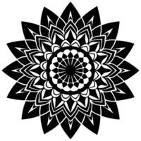 A black and white flower design with a circular design vector