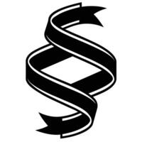 A black and white ribbon with a curved shape vector