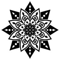 A black and white flower design with a circular pattern vector