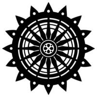 A black and white image of a circular design vector