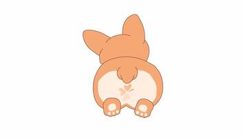 Looping animation of a cute cartoon corgi from the rear with a circular heart-shaped loading spinner on transparent background video