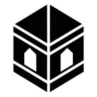 A black and white logo of a cube with a window vector