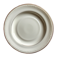 Elegant white plate with subtle beaded rim, perfect for dining occasions. Its smooth surface and classic design enhance any table setting, adding touch of sophistication png