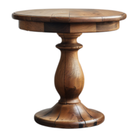 Rustic wooden round table with sturdy base, showcasing beautiful grain and craftsmanship, perfect for adding charm to any space. Ideal for dining or decorative purposes png