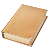 Vintage hardcover book with worn cover, showcasing its age and character. book edges are frayed, adding to its nostalgic charm and inviting readers to explore its contents png