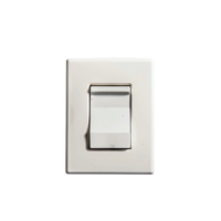 Closeup image of white light switch on transparency background, showcasing its clean design and functionality, perfect for modern interiors png