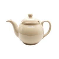 Elegant cream colored porcelain teapot with classic rounded design, perfect for serving tea and adding touch of sophistication to any table setting png