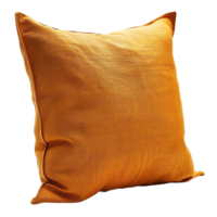 Bright orange cushion with textured fabric design, perfect for adding pop of color to any living space. Its vibrant hue and soft texture create warm and inviting atmosphere png