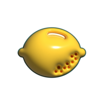 3D Cartoon Lemon Icon Bright Yellow Citrus with Leaf in Fun Style png