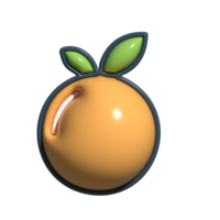 Cute 3D Yuzu Icon Fresh Asian Citrus with Leaf in Playful Style png