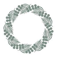 Green circular frame adorned with decorative leaves and branches. Abstract plant illustration perfect for banners, invitations, and greeting cards in format vector