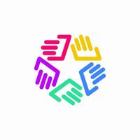 Colorful unity hands make star. vector