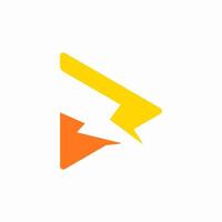 lightning bolt with play button icon logo vector