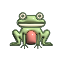3D Cartoon Frog Icon Cute Jumping Amphibian, Pond Creature, and Playful Wildlife Character png