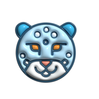 Modern 3D Snow Leopard Icon Powerful Feline, High-altitude Hunter, and Nature Conservation Design png