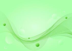 green abstract background with waves line and bubbles vector
