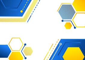 Abstract geometric background with hexagons yellow and blue gradient vector