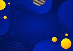 Abstract blue background with wavy lines and yellow circles vector