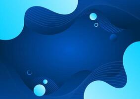 abstract fluid shape blue gradient background with waves and bubbles vector