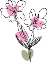 Elegant Floral Line Art Design featuring intricate details and a variety of blossoms leaves and stems perfect for various design projects vector