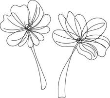 Elegant Floral Line Art Design featuring intricate details and delicate lines suitable for various applications such as invitations cards and patterns vector